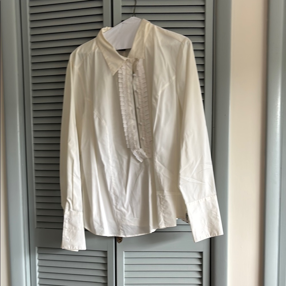 Lane Bryant White Dress Shirt Classic Long-Sleeve
